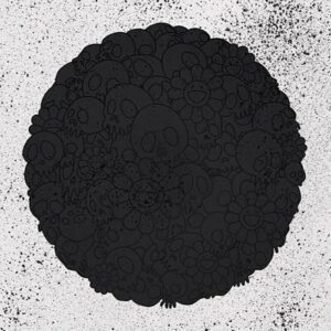 Takashi Murakami - Black Flowers and Skulls Round (TM/KK for BLM)