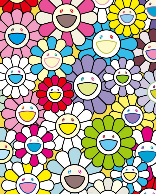 Takashi Murakami - A Little Flower Painting: Yellow, White, and Purple Flowers