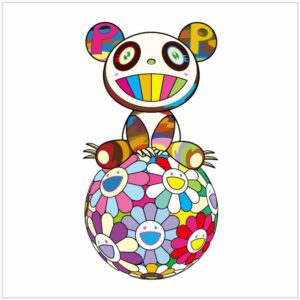 Takashi Murakami - Atop a Ball of Flowers, a Panda Cub Sits Properly