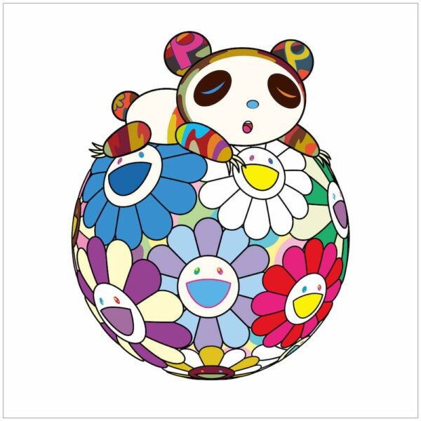 Takashi Murakami - Atop a Ball of Flowers a Panda Cub Sleeps Soundly