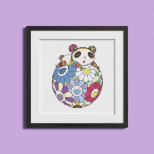 Takashi Murakami - Atop a Ball of Flowers a Panda Cub Sleeps Soundly
