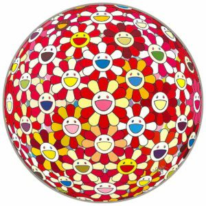 Takashi Murakami - Flower Ball: Koi/Red-Crowned Crane Vermillion