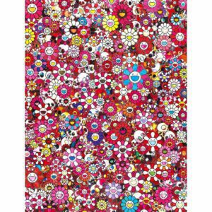 Takashi Murakami - Skulls & Flowers Red
